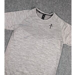 Three Nails T-Shirt Mens Small Grey Space Dye Seamless Raglan Athletic Top